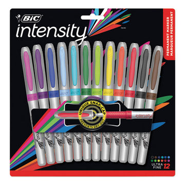 BIC® Intensity Ultra Fine Tip Permanent Marker, Extra-fine Needle Tip, Assorted Colors, Dozen freeshipping - TVN Wholesale